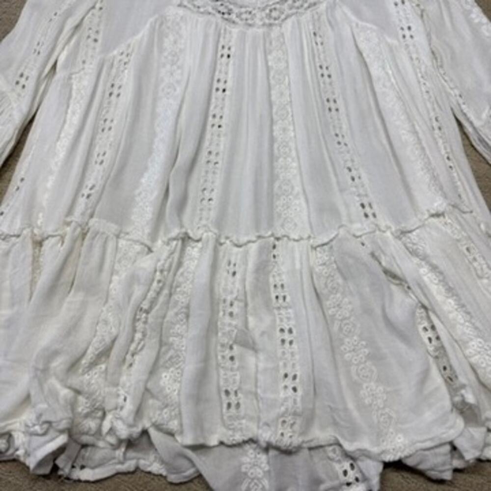 Free People Kiss Kiss Ivory Tunic Bohemian Lace Embroidered Small - Picture 5 of 13